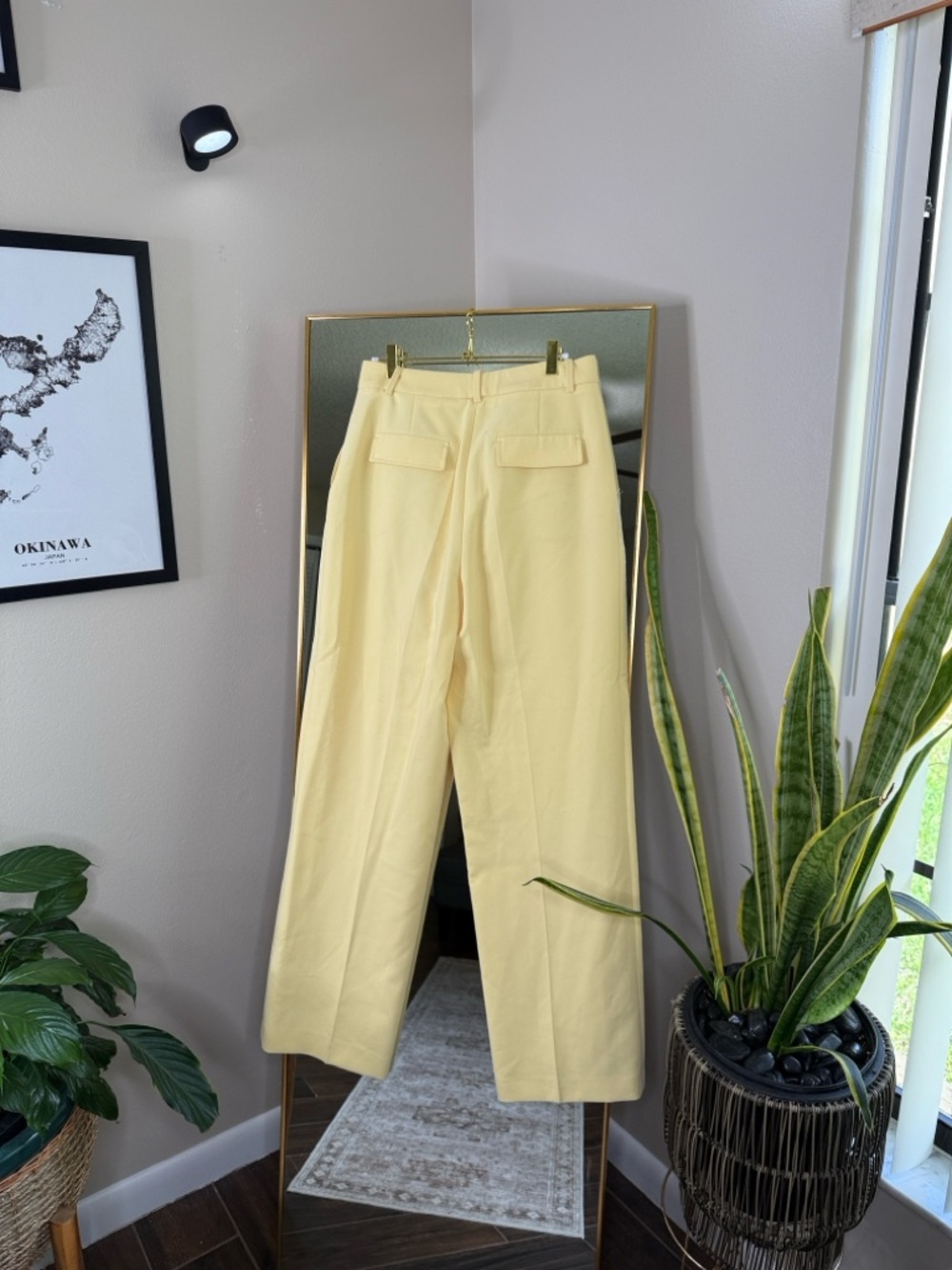 Zara Yellow smart wide leg trousers - Picture 6 of 7